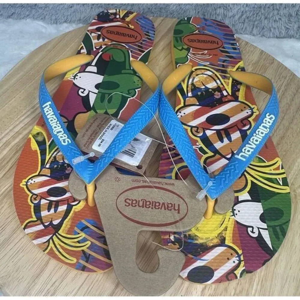 New Havaianas Thongs Flip Flops Disney Colorful Goofy SZ 13 US‎